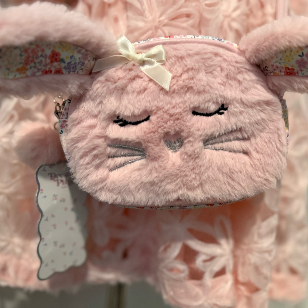 Adorable Pink Bunny Kids Crossbody Purse Easter Spring Handbag - Picture 2 of 2